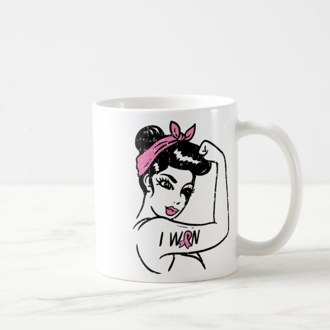 Rosie Riveter I Won Awareness Breast Cancer Surviv Kaffemugg (Höger)