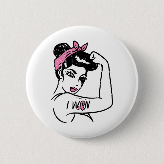 Rosie Riveter I Won Awareness Breast Cancer Surviv Knapp (Framsida)