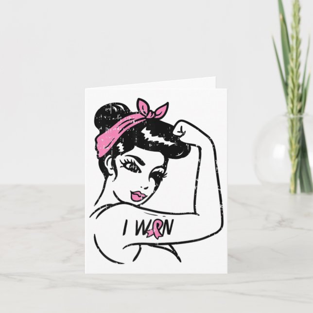 Rosie Riveter I Won Awareness Breast Cancer Surviv Kort (Framsida)