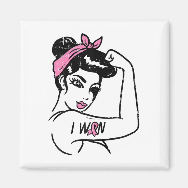 Rosie Riveter I Won Awareness Breast Cancer Surviv Magnet (Framsidan)
