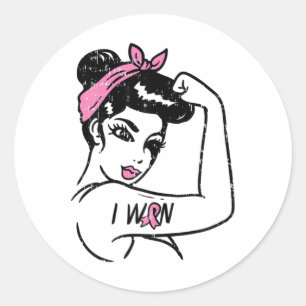 Rosie Riveter I Won Awareness Breast Cancer Surviv Runt Klistermärke