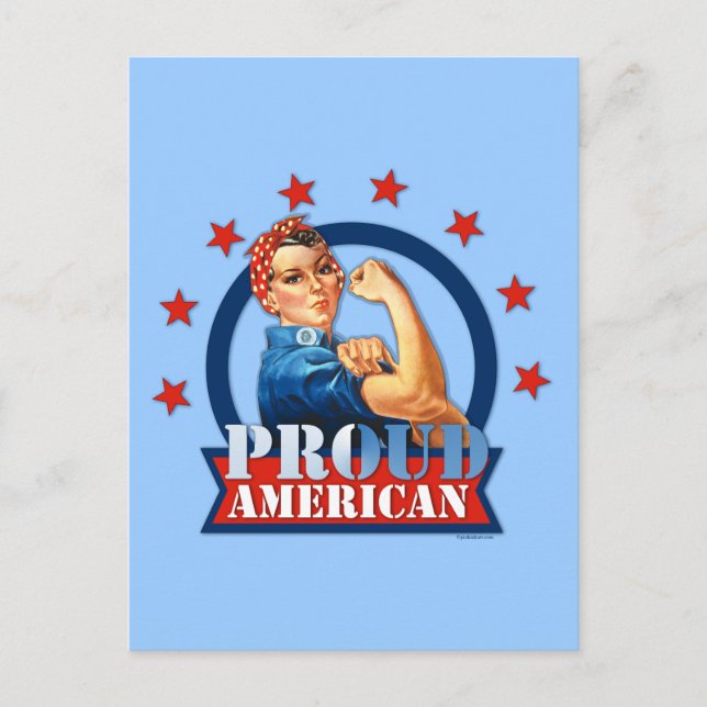 Rosie Riveter Proud American Postcard Vykort (Framsida)
