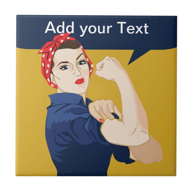 Rosie Riveter Strong Woman Kakelplatta (Framsidan)