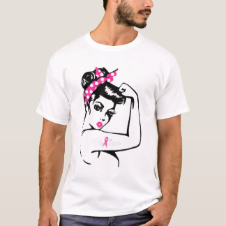 Rosie Riveter tror Rosa Ribbon Breast Cancer Aw T Shirt