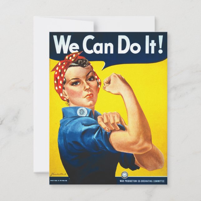 Rosie Riveter Vintage Propaganda Inbjudningar (Framsida)