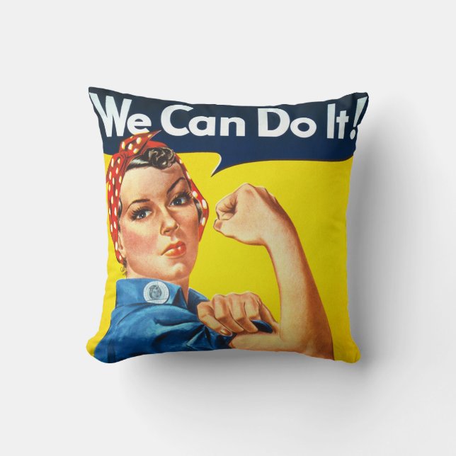 Rosie Riveter Vintage Propaganda Kudde (Framsida)