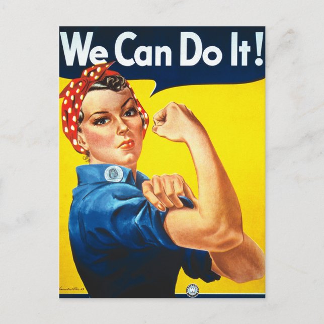 Rosie Riveter Vintage Propaganda Vykort (Framsida)