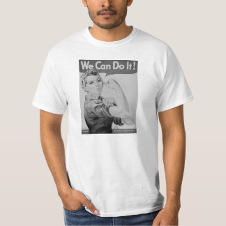 Rosie riveteren B/W, krigförsök T för vintage WWII T-shirt