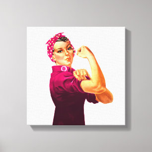 Rosie riveteren - cancerrosa canvastryck