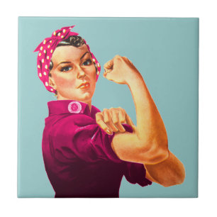 Rosie riveteren - cancerrosa kakelplatta