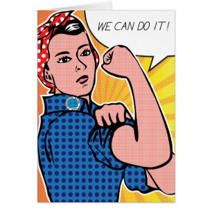 Rosie riveteren kan vi göra den! Popkonst pricker Hälsningskort