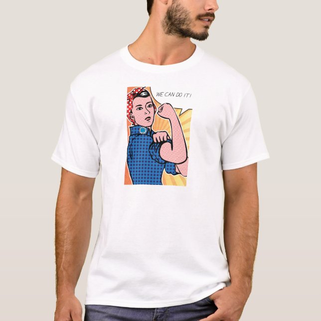 Rosie riveteren kan vi göra den! Popkonst pricker Tee Shirt (Framsida)
