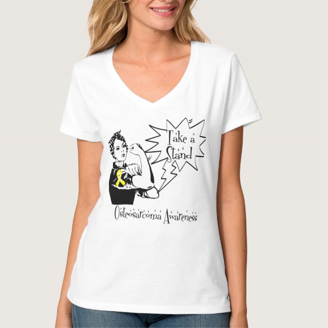 Rosie riveteren tar en stativOsteosarcoma Tee Shirt (Framsida)