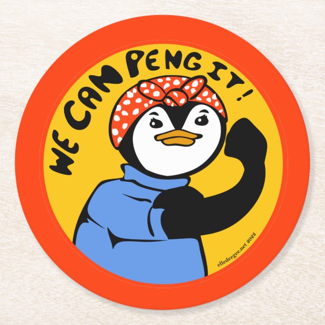 Rosie the Penguiter Papper Underlägg Rund (Framsidan)