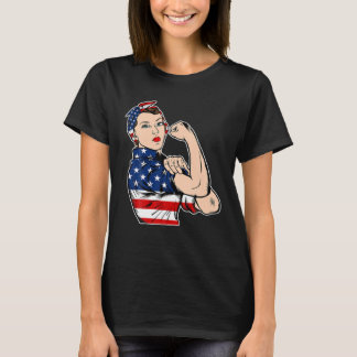 Rosie the Riveter Bandana Feminist USA flagga 4:e T Shirt
