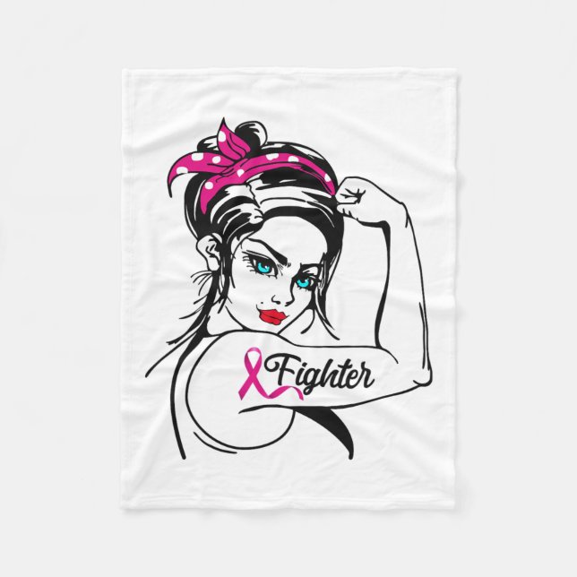 Rosie the Riveter Breast Cancer Awareness Fleecefilt (Framsidan)
