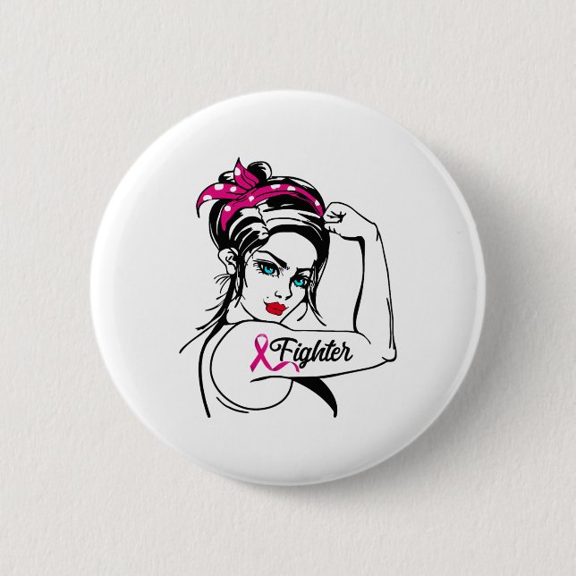 Rosie the Riveter Breast Cancer Awareness Knapp (Framsida)