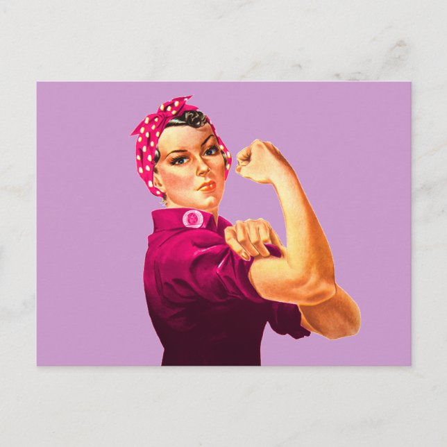 Rosie the Riveter - Cancer Rosa Vykort (Framsida)