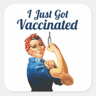 Rosie the Riveter Covid-19-vaccin Vaccinerad Fyrkantigt Klistermärke