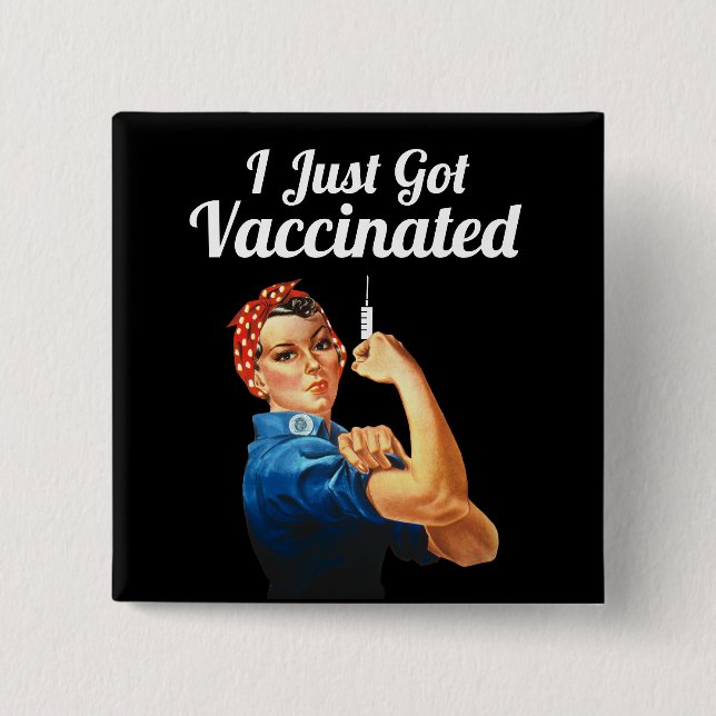 Rosie the Riveter Covid-19-vaccin Vaccinerad Knapp (Framsida)