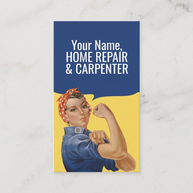 Rosie the Riveter Female Home Repair Carpenter Visitkort (Framsida)
