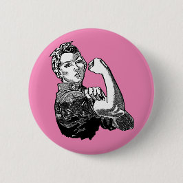 Rosie-the-Riveter Feminist LineArt-grafik Knapp