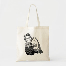 Rosie-the-Riveter Feminist LineArt-grafik Tygkasse
