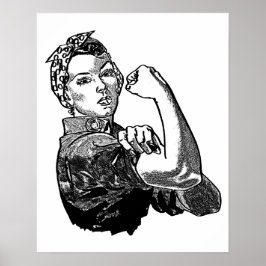 Rosie the Riveter Feminist (Solid-Fill-version) Poster