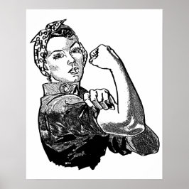 Rosie the Riveter Feminist (Transparent-No-Fill) Poster