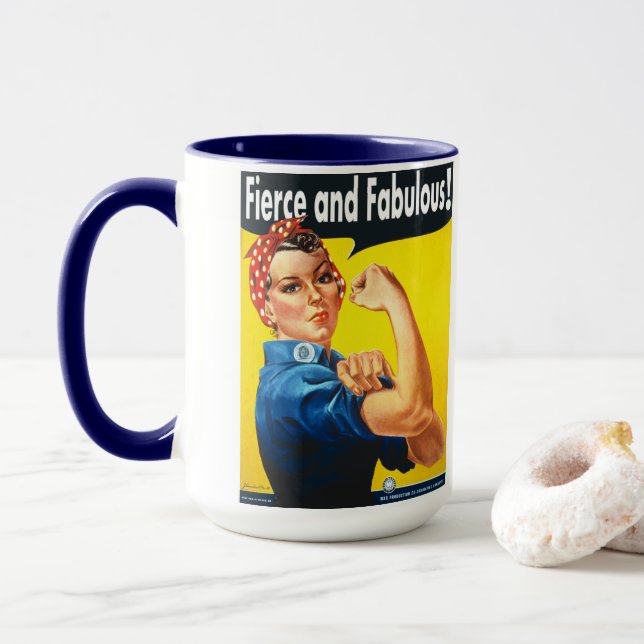 Rosie the Riveter Fierce and Fabulous Trendig Mugg (Med munk)