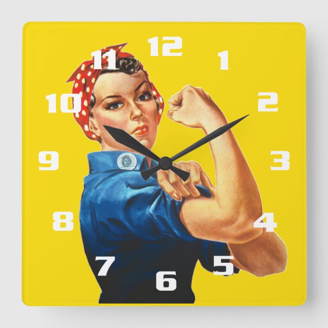 Rosie the Riveter Fyrkantig Klocka (Framsida)