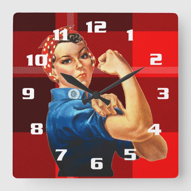 Rosie the Riveter Fyrkantig Klocka (Framsida)