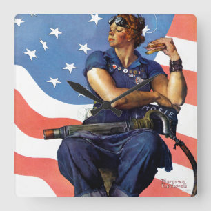 "Rosie the Riveter" Fyrkantig Klocka