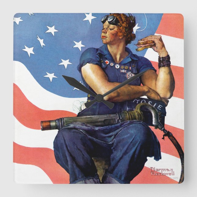 "Rosie the Riveter" Fyrkantig Klocka (Framsida)