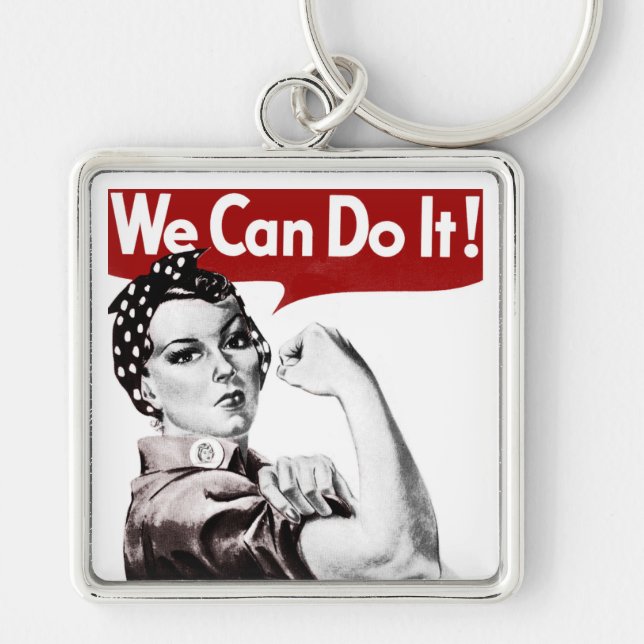 +{ Rosie the Riveter }+ Fyrkantig Silverfärgad Nyckelring (Framsidan)