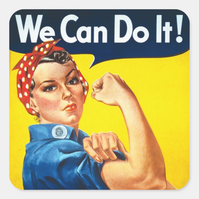 Rosie the Riveter Fyrkantigt Klistermärke (Framsida)