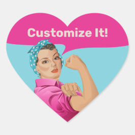 Rosie the Riveter Hjärtformat Klistermärke