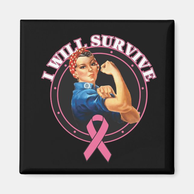 Rosie the Riveter jag Överlever bröstcancer Magnet (Framsidan)