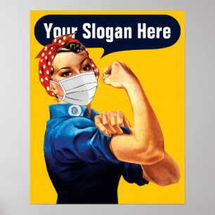 Rosie The Riveter Med Mask - Lägg Till Din Egen Sl Poster