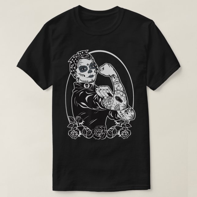 Rosie the Riveter Muertos Feminist T Shirt (Design framsida)