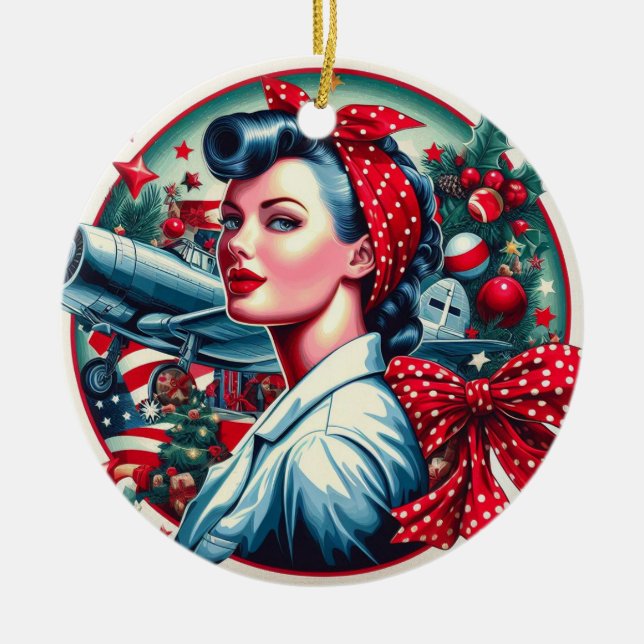 Rosie the Riveter Pin-up Girl jul Ornament (Framsidan)
