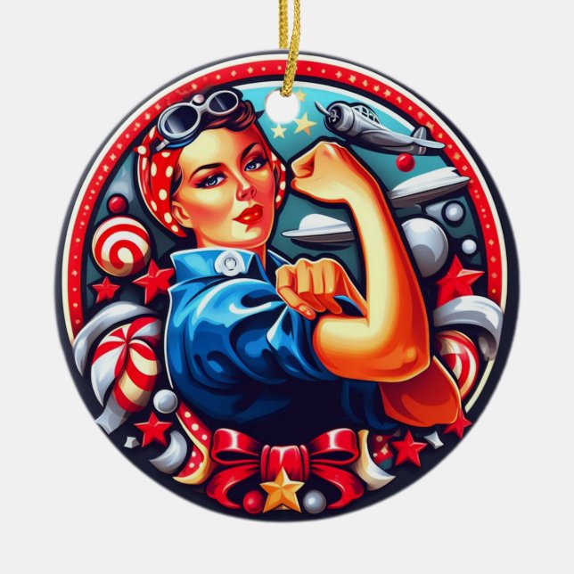 Rosie the Riveter Pin-up Girl jul Ornament (Framsidan)
