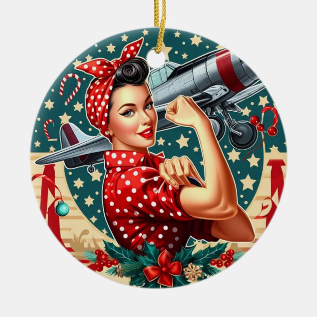 Rosie the Riveter Pin-up Girl jul Ornament (Framsidan)