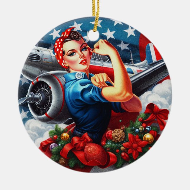 Rosie the Riveter Pin-up Girl jul Ornament (Framsidan)