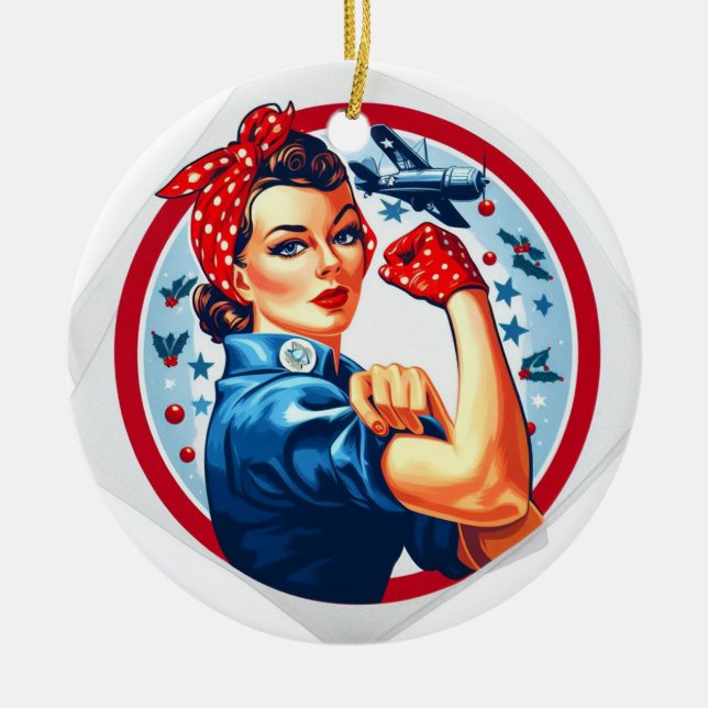 Rosie the Riveter Pin-up Girl jul Ornament (Framsidan)