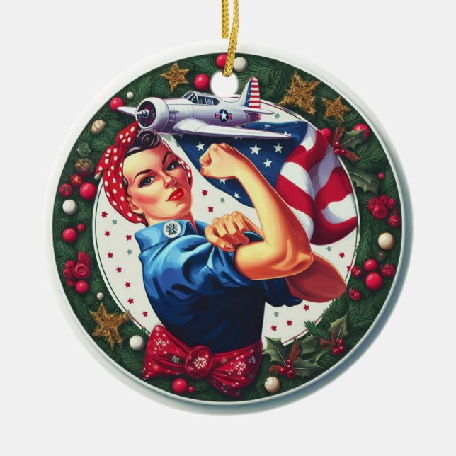 Rosie the Riveter Pin-up Girl jul Ornament (Framsidan)