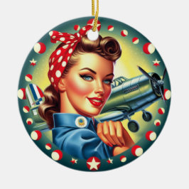 Rosie the Riveter Pin-up Girl jul Ornament
