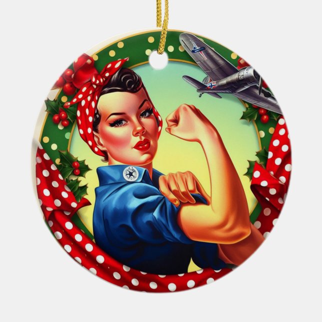 Rosie the Riveter Pin-up Girl jul Ornament (Framsidan)