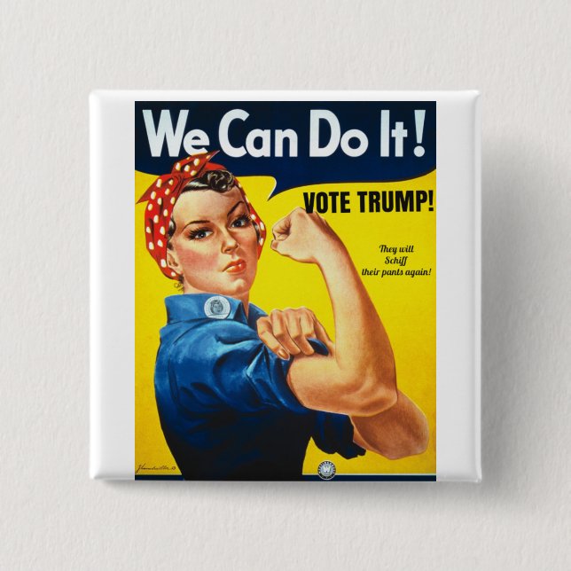 Rosie the Riveter Pro Trump Button Knapp (Framsida)
