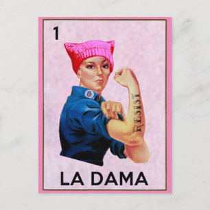 Rosie the Riveter Resists La Dama Loteria Helg Vykort